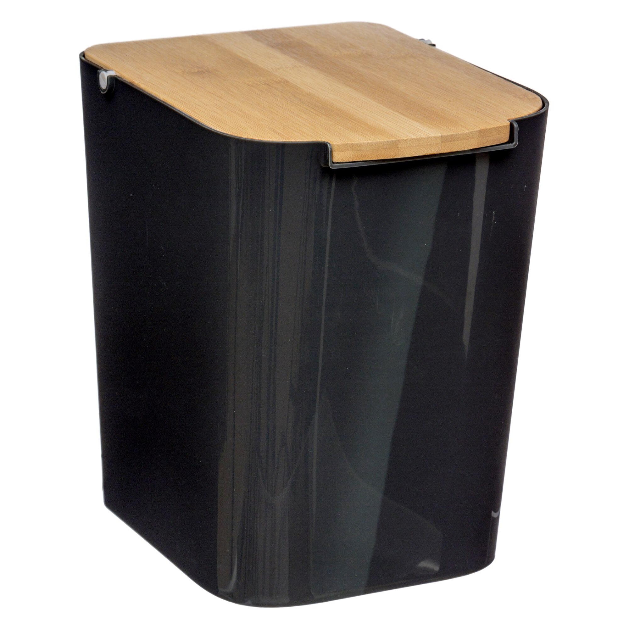 Papelera con tapa de bambú baltik 5l negra