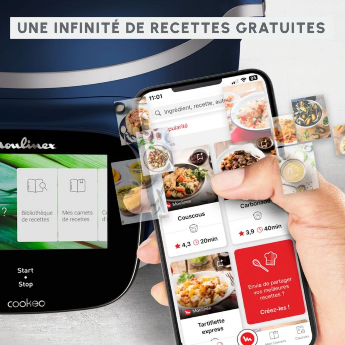 Cookeo MOULINEX touch wifi pro bleu CE943410