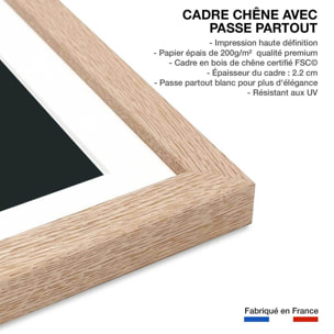 Affiche paysage voie lactée alpine Affiche + cadre en bois - Chêne