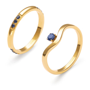Bague Klein Bleu  Acier Plaqué Or