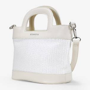 Bolso de mano beige con rafia