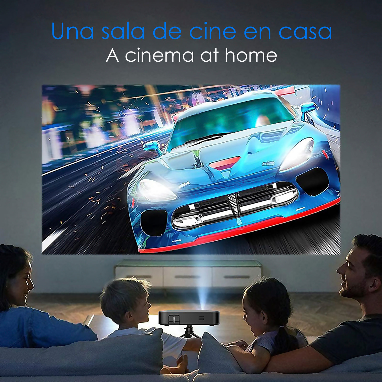 Mini videoproiettore portatile LED S200, DLP. Android 9.0, Wi-Fi, pannello touch. Batteria ricaricabile. Mirroring dello schermo. Netflix, YouTube, ecc.