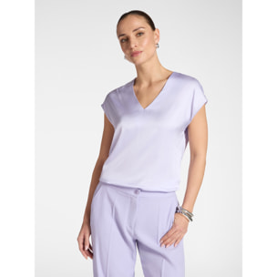 Elena Mirò - Blusa de satén con escote en V - Violeta