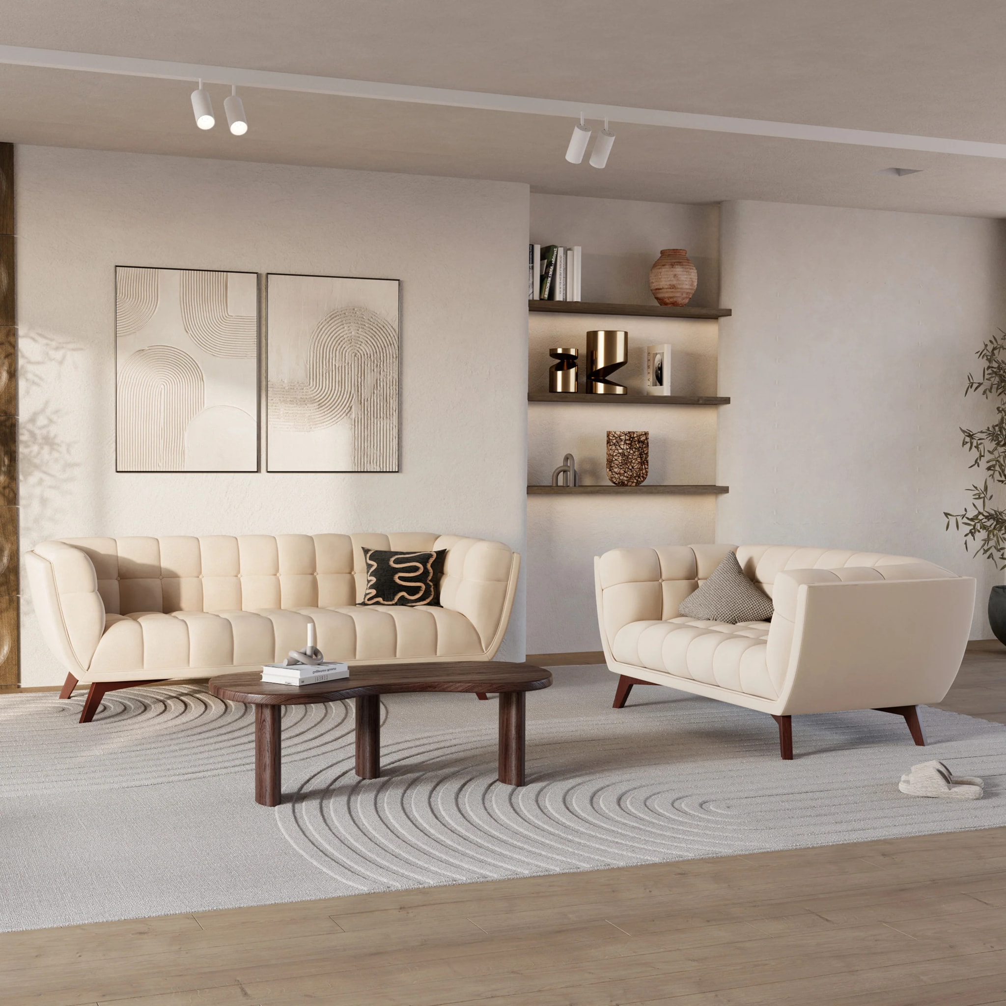 Table basse organique en bois massif de mindi foncé - Brandan