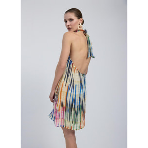 Abito corto con stampa multi-stripe