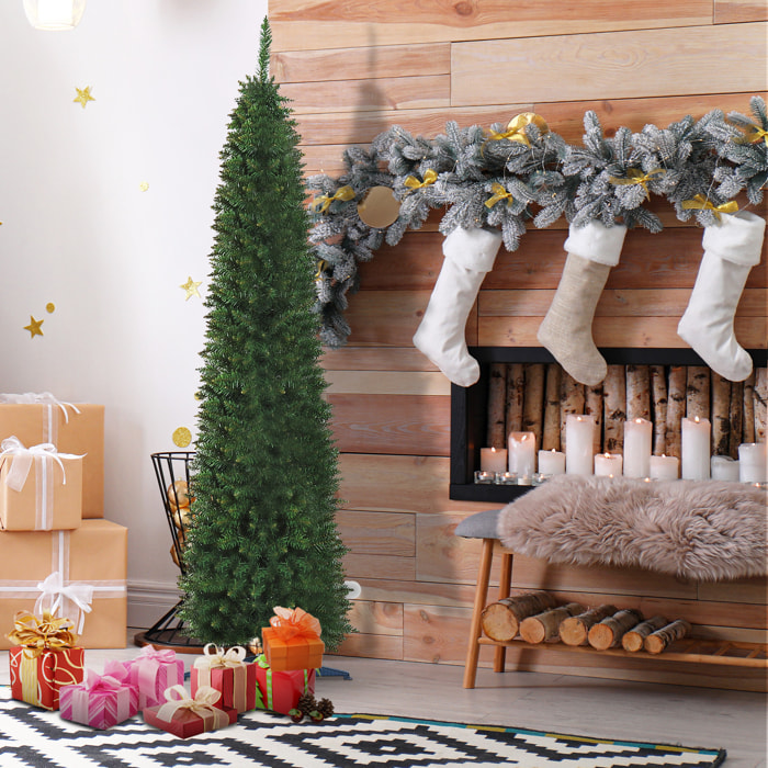 HOMCOM árbol de Navidad Artificial 210 cm Ignífugo con 499 Puntas de Rama PVC y Soporte de Metal Decoración Navideña para Interiores Fácil de Montar Verde