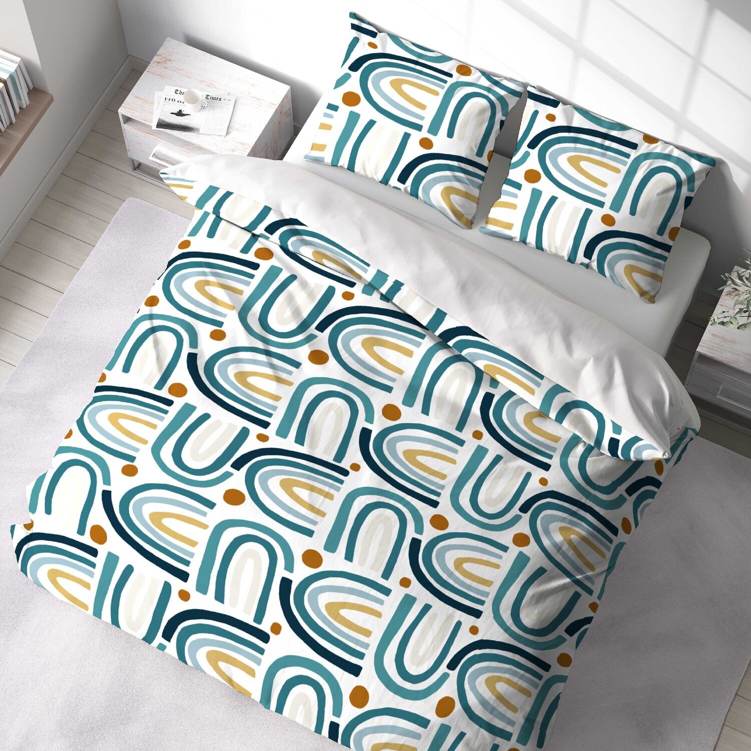 Parure housse de couette 3pcs 100% microfibre 72gsm arc en ciel