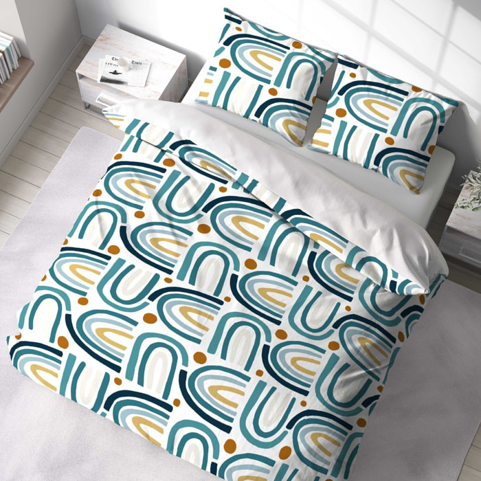 Parure housse de couette 3pcs 100% microfibre 72gsm arc en ciel