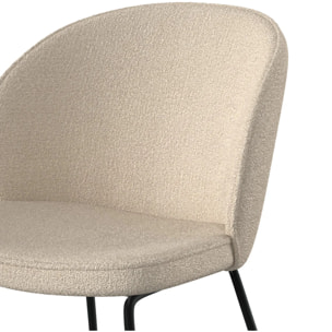 Lot de 2 chaises en tissu bouclé beige et pieds en métal - Groom