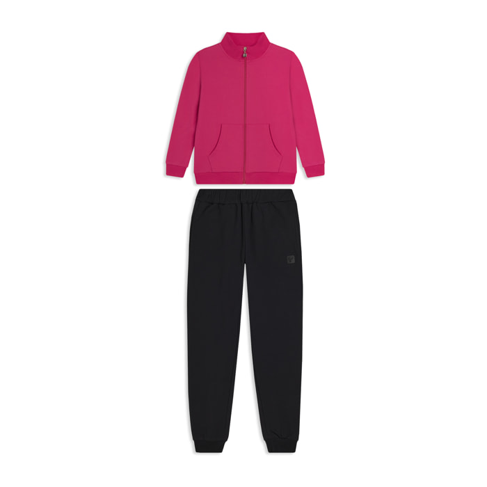 Tuta Junior full-zip con collo alto e tasche a marsupio