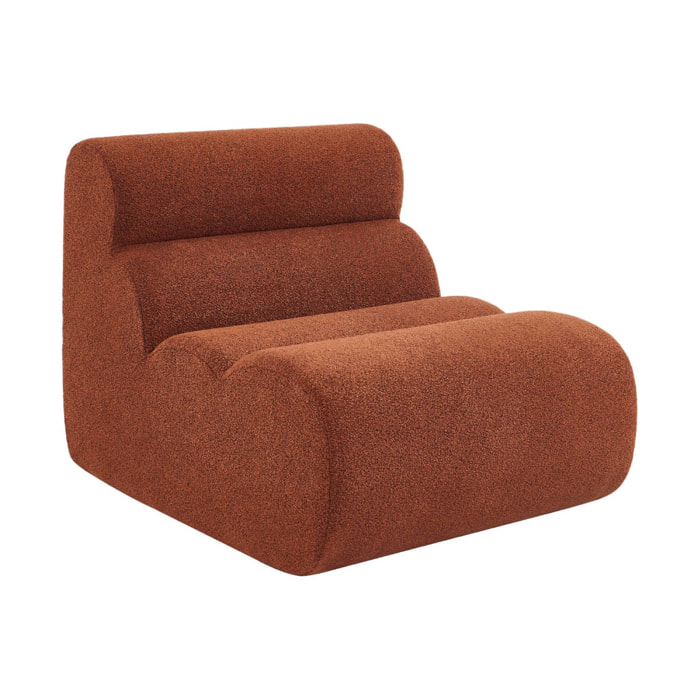 Chauffeuse bouclette texturée terracotta 1 place - L 81 x P 99 x H 75cm - Nova
