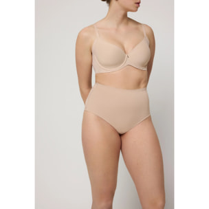 Slip a compressione media in cotone beige con effetto laser riducente