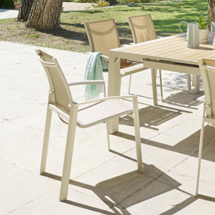 Fauteuil de jardin empilable "Axant" lin & argile en alumumium