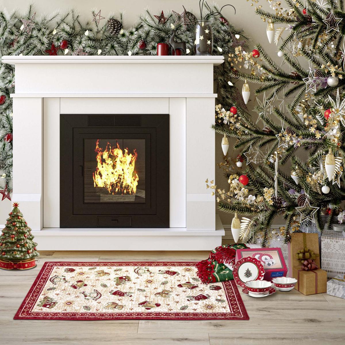 Tapis salon ou chambre enfant,  motif fêtes de SANTA 1, kilim original, entretien facile