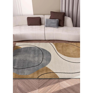 NEW YORK Alfombra con formas orgánicas en tonos beige y gris, varias medidas disponibles.