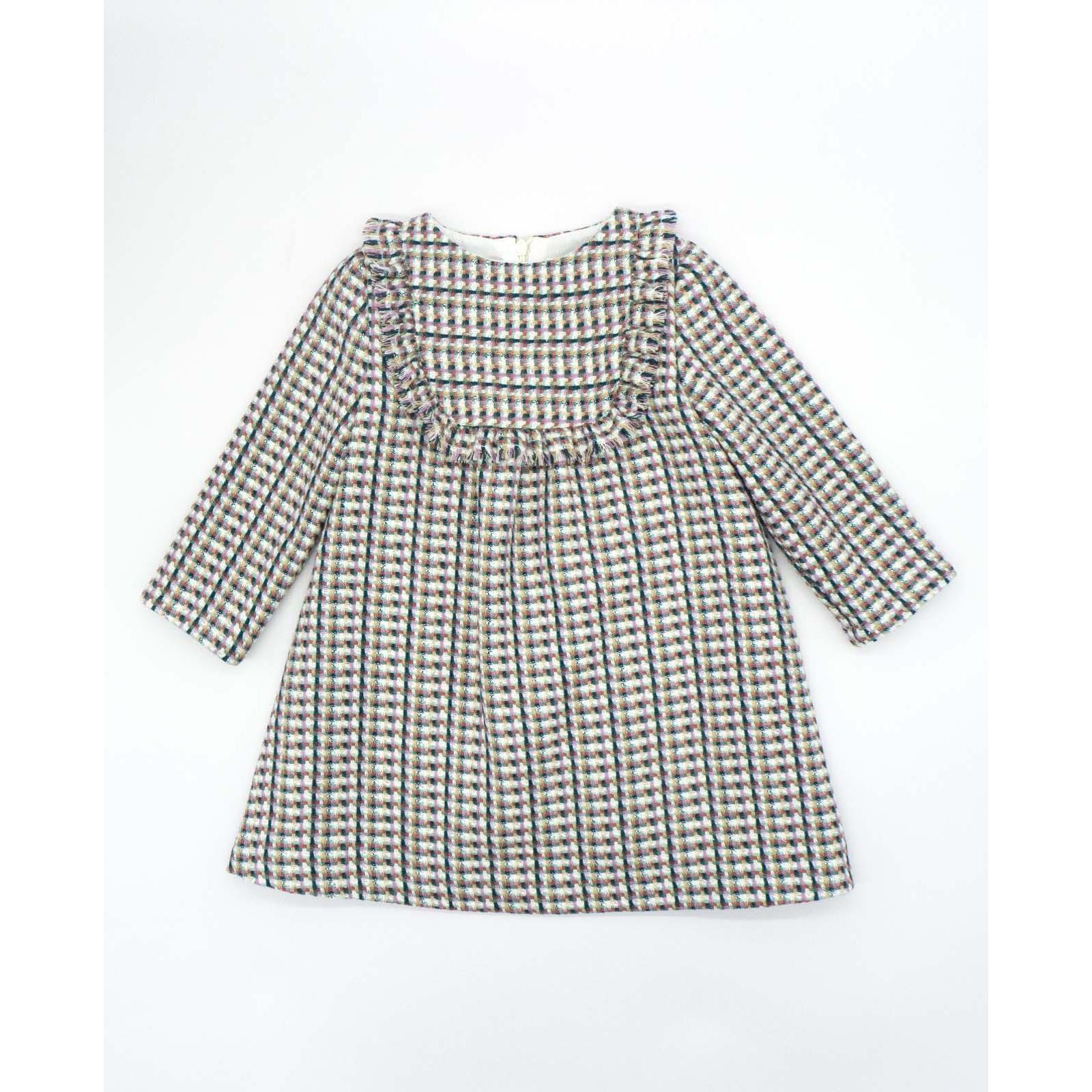 Vestido chanel verde con flecado que hace de volante