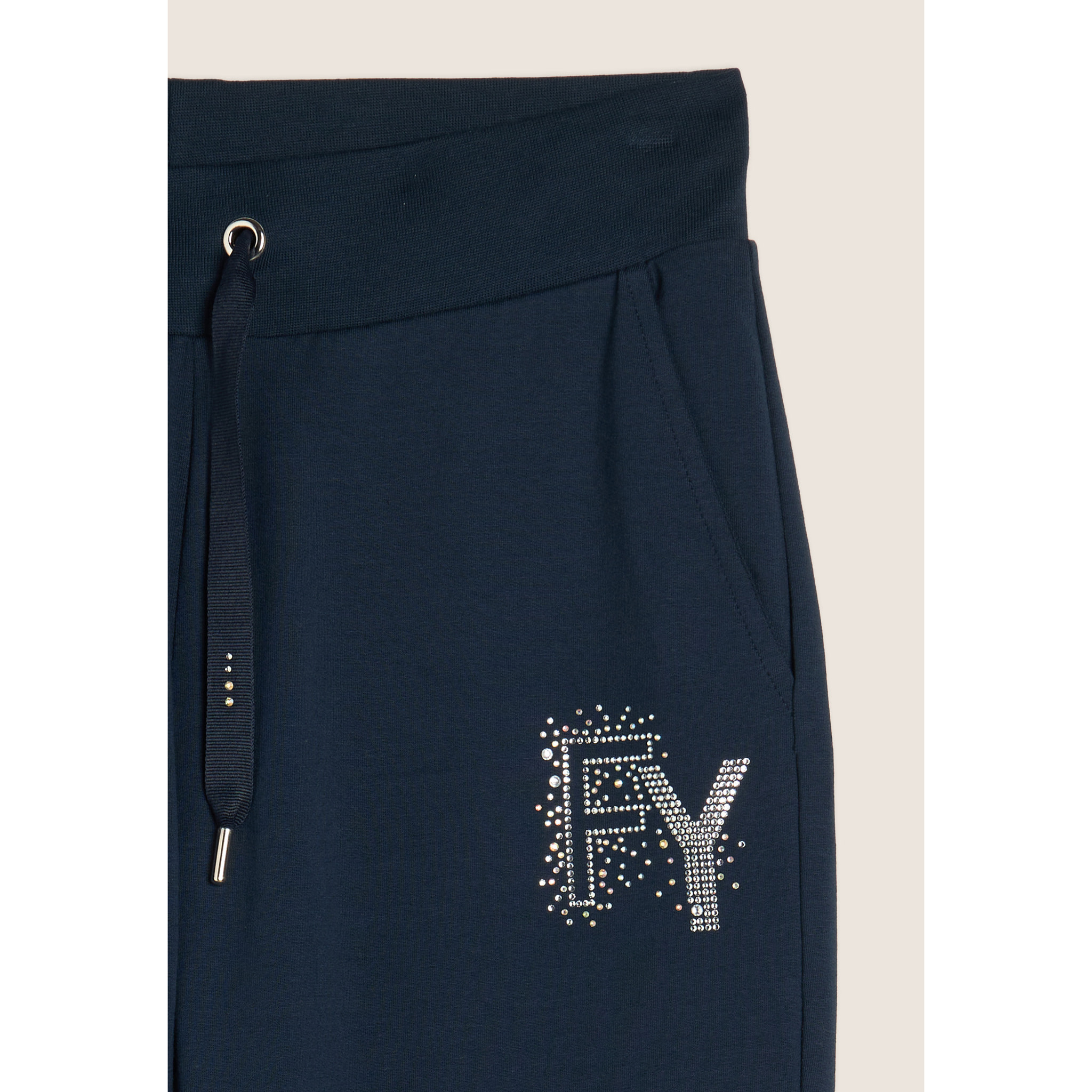 Pantaloni Sportivi con Polsini in Costina e Strass