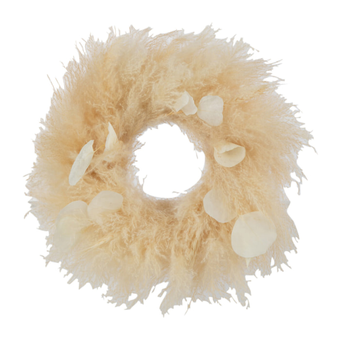 J-Line décoration couronne Feuilles - rotin - naturel small