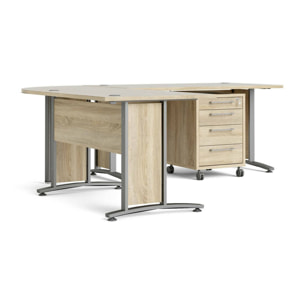 Scrivania Agerato, Scrittoio multiuso, Tavolo per ufficio porta PC, Piano di lavoro, 230x200 h75 cm, Grigio e Quercia