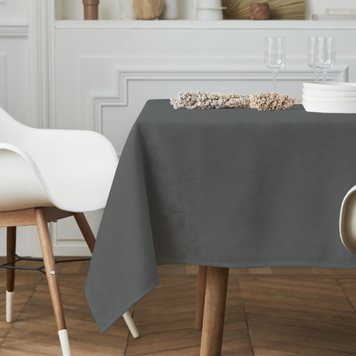 Nappe damassé LISERON acier