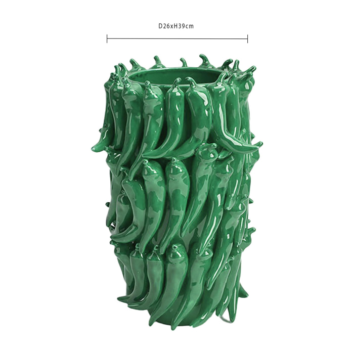 Vaso con peperoncini - Pezzi 1 - Verde - 26,5XH39X25cm - Bianchi Dino