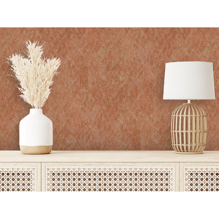 Papier peint effet peau serpent terra cotta