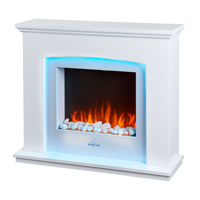 Chimenea eléctrica mural 2kW en acero lacado blanco CHE-600 PURLINE