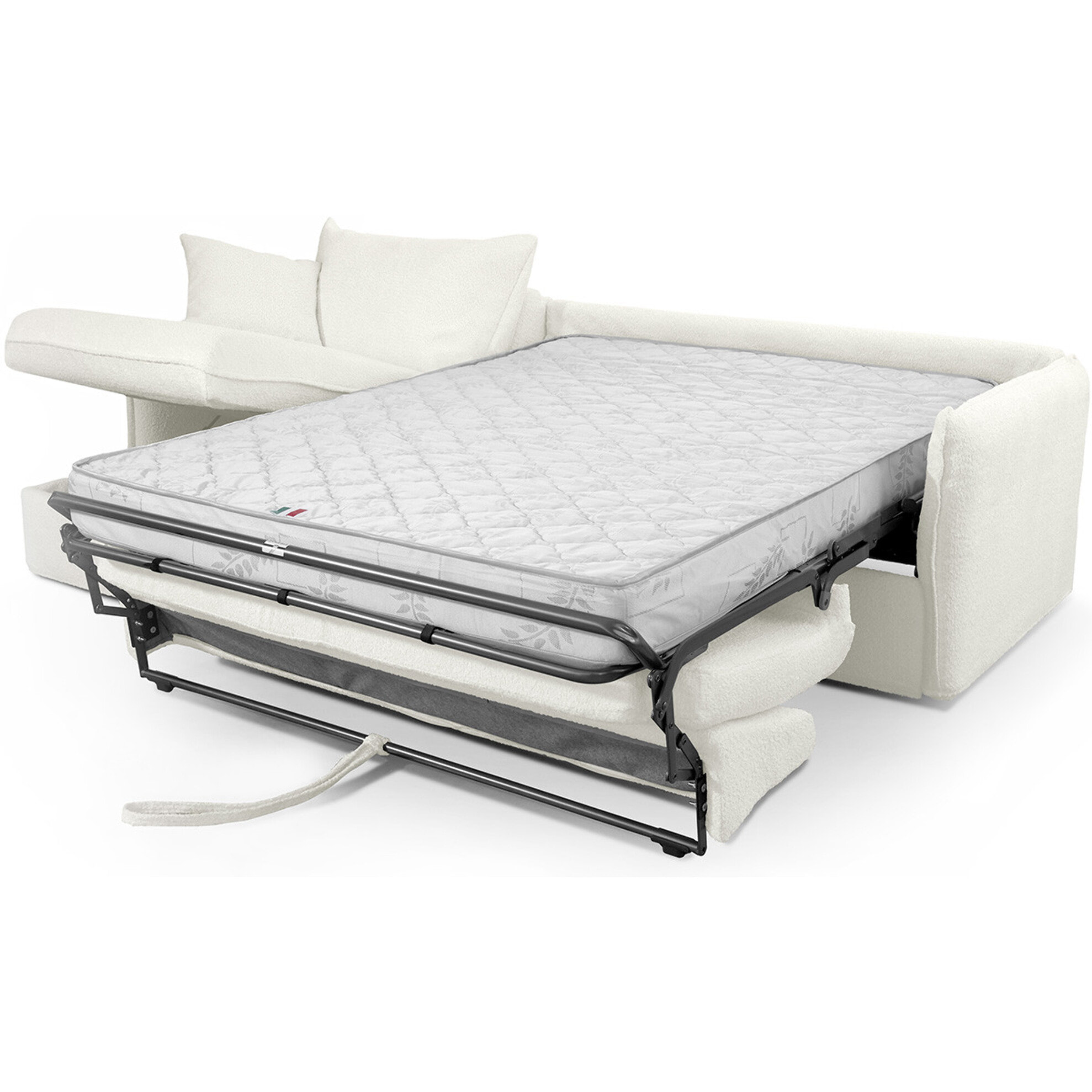 Canapé d'angle convertible express déhoussable 5 places en tissu bouclette - GINA