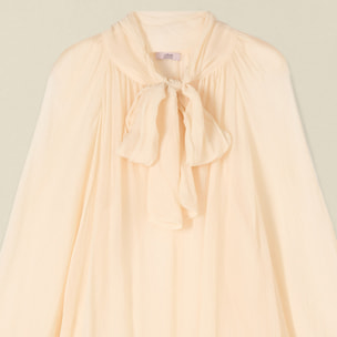 Oltre - Blusa de mangas largas con lazo - Blanco