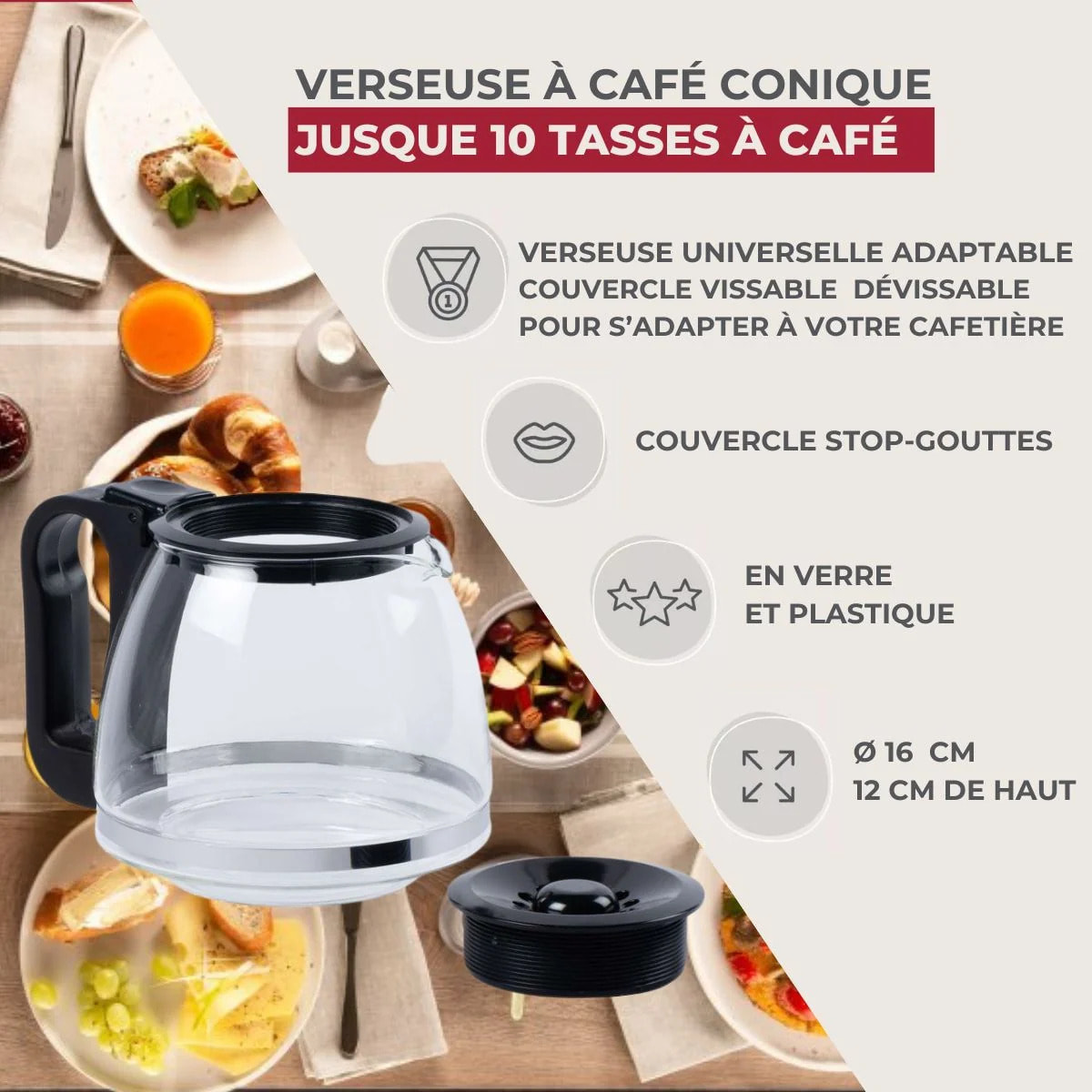 Verseuse conique adaptable pour cafetière Fackelmann Petit Déjeuner