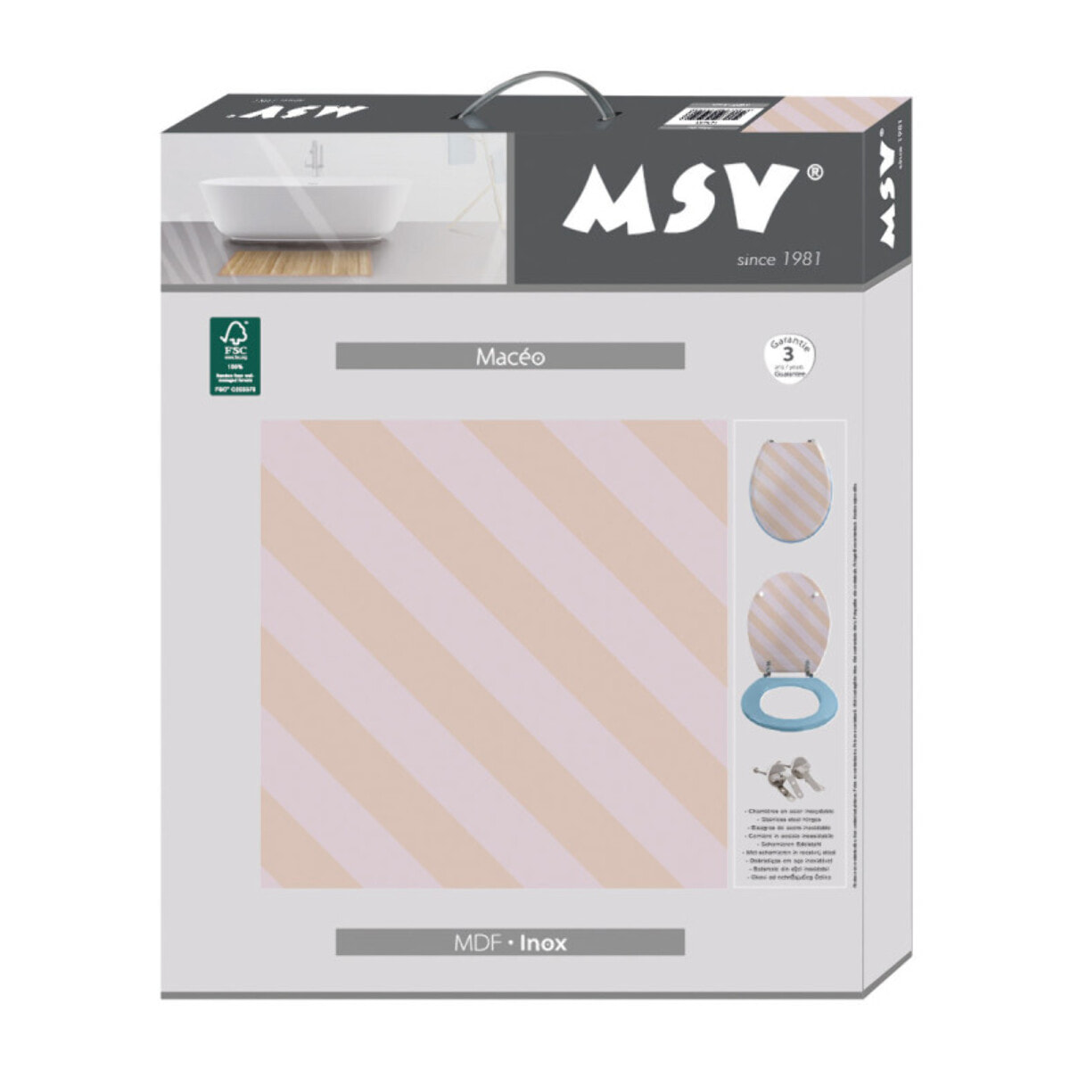 Abattant wc MDF MACEO - Charnières Inox MSV