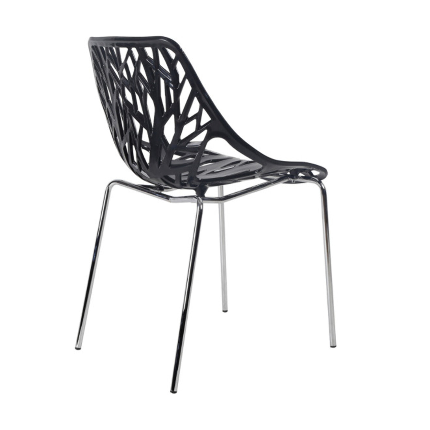 Chaise ajourée et empilable avec pieds métal chromé - QUEEN 3