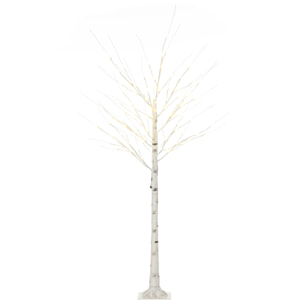 Árbol de Abedul Altura 180 cm con 96 Luces LED IP44 Blanco Cálido Ramas Flexibles y Base Lámpara de Árbol Decoración Navidad para Interiores 22x22x180 cm Blanco