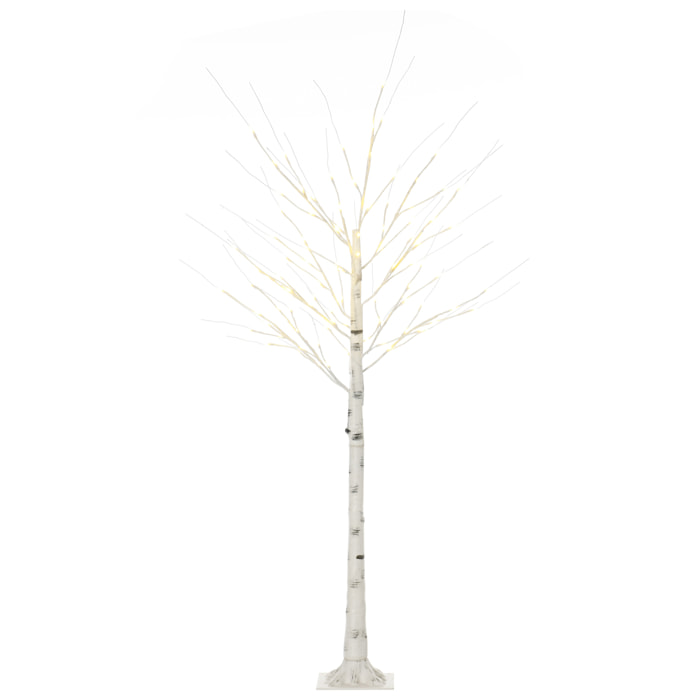 Árbol de Abedul Altura 180 cm con 96 Luces LED IP44 Blanco Cálido Ramas Flexibles y Base Lámpara de Árbol Decoración Navidad para Interiores 22x22x180 cm Blanco