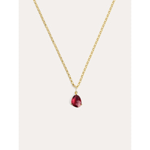 Collar Birthstone Rubí Plata Baño Oro