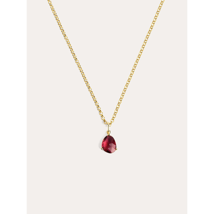Collar Birthstone Rubí Plata Baño Oro