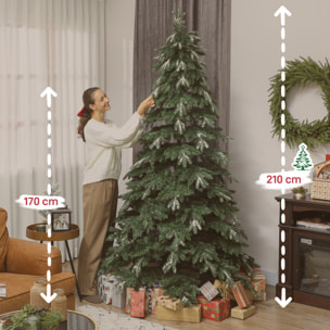 Árbol de Navidad Artificial 210 cm, Ramas Realistas con Efecto Nieve, Árbol de Navidad con Soporte de Acero, Base Plegable, Montaje Rápido, Decoración Navideña para Hogar, Fiesta