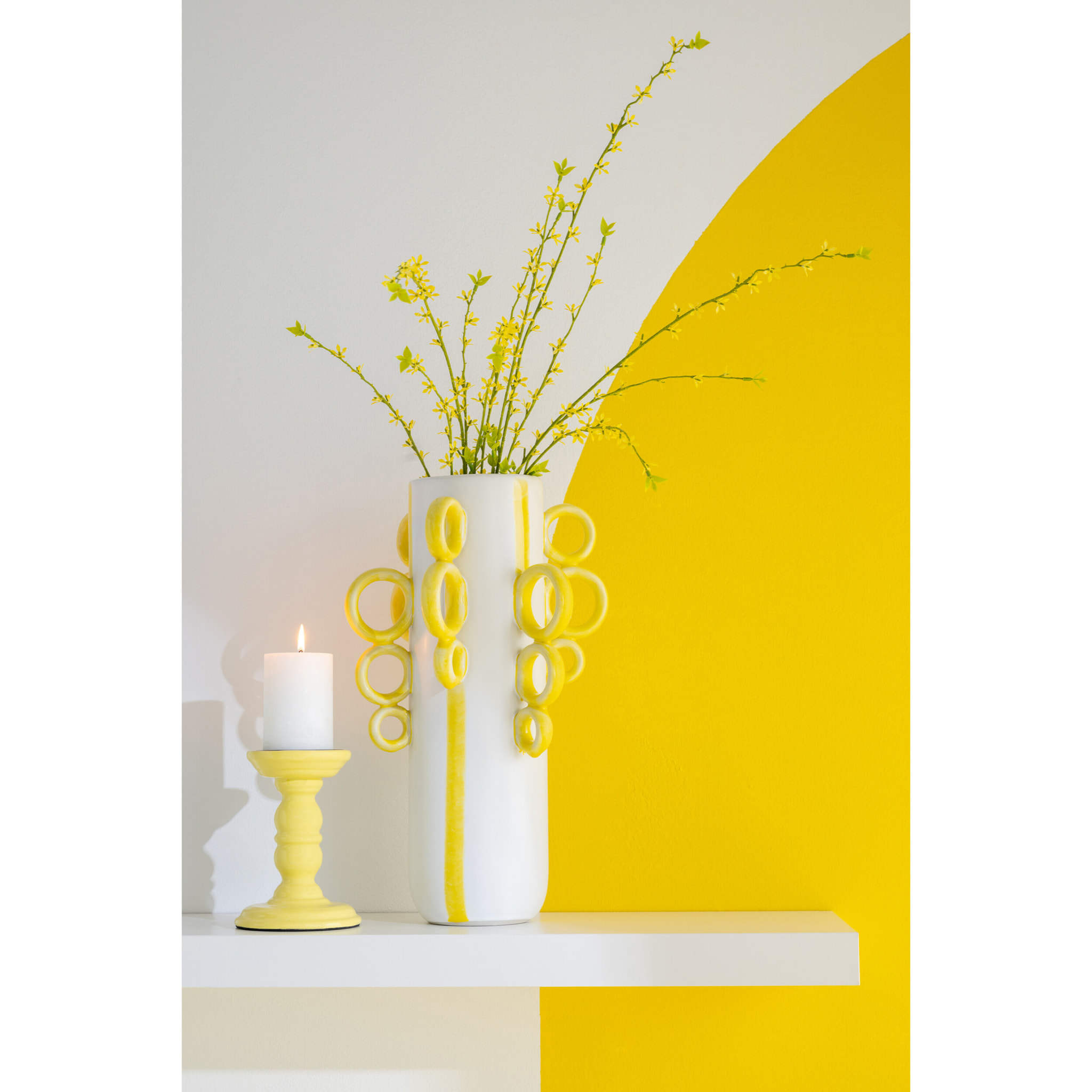 J-Line chandelier Haltère - bois - jaune