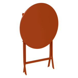 Table de jardin pliante ronde "Greensboro" ambre 2 places en acier traité époxy