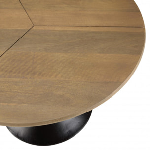JAMES - Table d'appoint 65x65cm plateau en manguier pied évasé noir mat