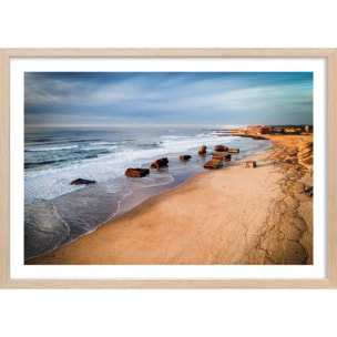 Affiche capbreton sud blocos vue du ciel Affiche + cadre en bois - Chêne