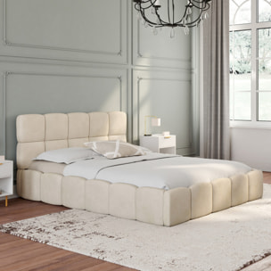 Lit coffre Bubble 140x190cm velours beige