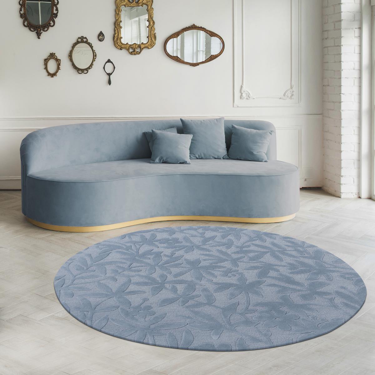 Tapis rond fait main en laine motif floral ALTA