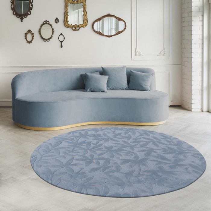 Tapis rond fait main en laine motif floral ALTA