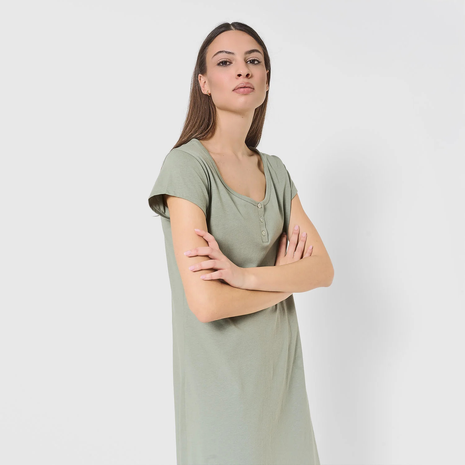 Vestido algodón liso