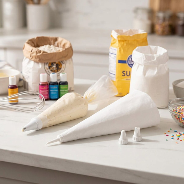 Poche à douille réemployable et 4 embouts plastique 31 cm Zenker Smart Pastry