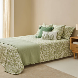 Sábana algodón hojas Grama color verde