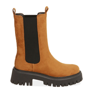 Chelsea boots color cognac en microfibra, tacón 5,5 cm