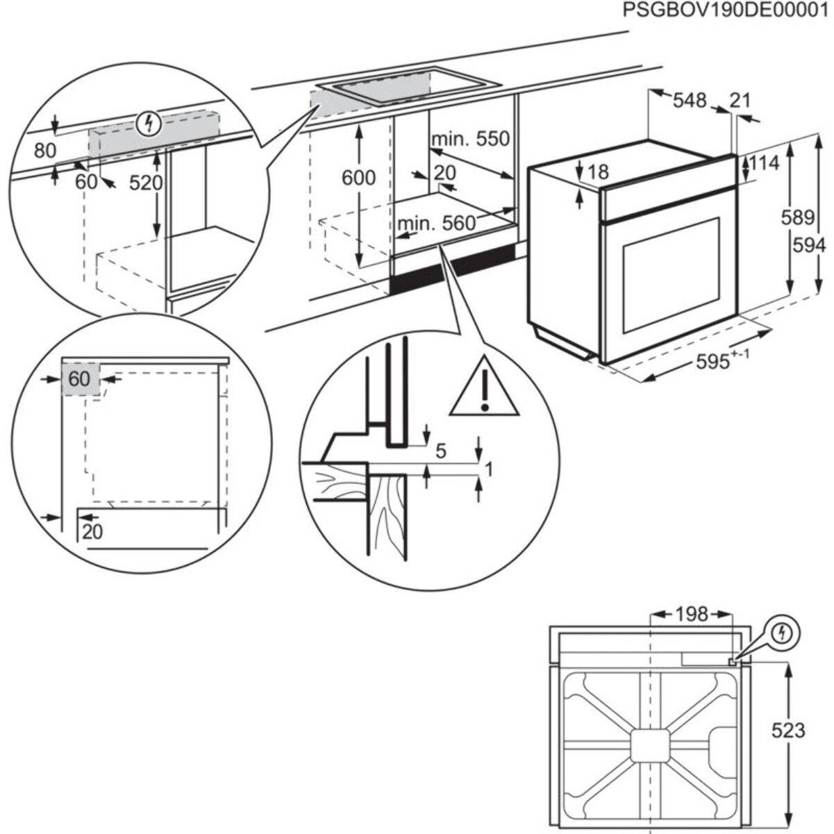 Four encastrable ELECTROLUX EOE8P09LH Pyrolyse Ouverture latérale Gauche, Écran tactile 72L