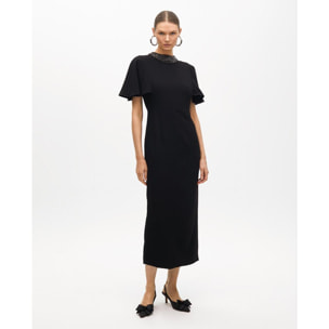 Abito Manica Mantello Collo Gioiello